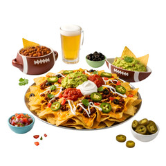 Loaded Nachos Platter with Beer for Game Day