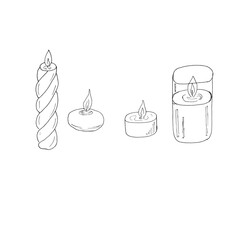 Hand drawn candle set isolated on white