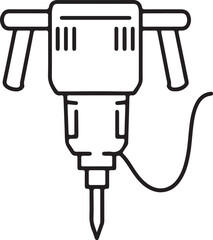 a simple, minimalistic black-and-white line drawing icon of a jackhammer or pneumatic drill