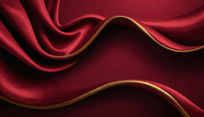 Elegant Red Silk Background with Golden Border.
