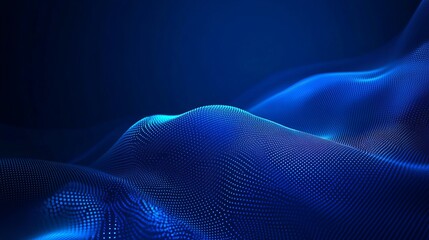 Abstract Blue Waves Digital Art Background with Glowing Mesh Texture