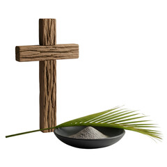 Lent Symbolism Cross Ashes Palm Leaf for Christian Faith
