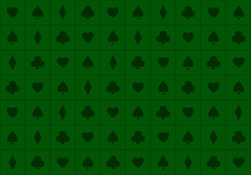 Special background with poker theme figures on a green background
