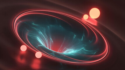 Abstract glowing vortex with cosmic spheres