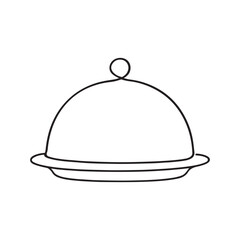 Simple Line Art of a Food Serving Cloche and a Partially Drawn Cloche with a Looping Handle