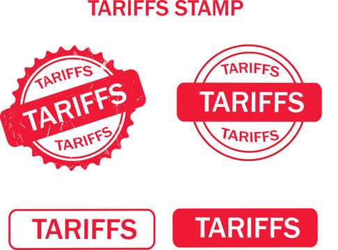Tariffs rubber stamp all set icon symbol