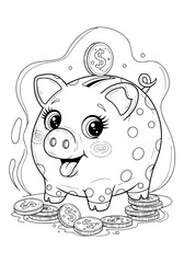 piggy bank. coloring book
