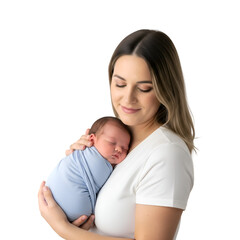 New Mother  Sleeping Newborn Baby Portrait  Parental Love