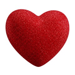 Glittery red heart shape isolated on white background for valentines day