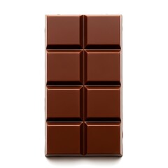 A delicious looking chocolate bar isolated on white background with smooth surface