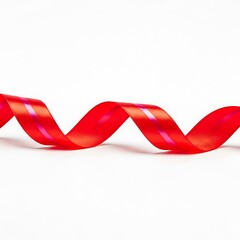 Red ribbon isolated on white background for decoration or celebration
