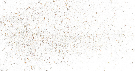 Macro spelt wheat flour flying, isolated on white background and texture, clipping path