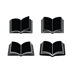 Four open books isolated on white background, Vector, illustration
