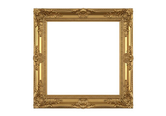 Ornate gold frame isolated on transparent background