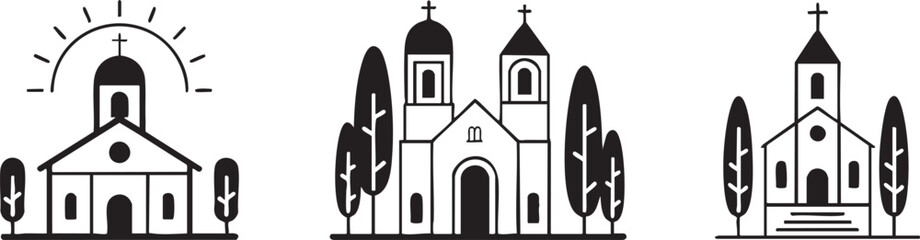 Simple church icon set Vector, illustration