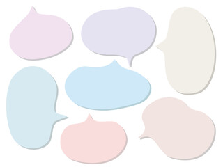 くすみカラーの影付きのゆるい可愛い吹き出しのセット