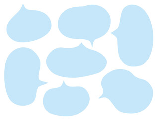 水色のゆるい可愛い吹き出しのセット