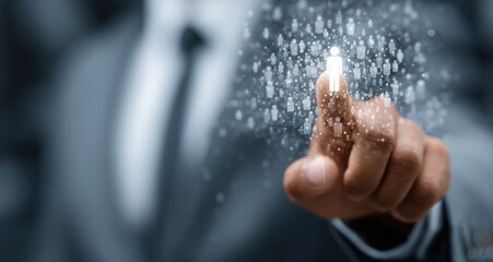 A man is pointing at a person in a suit with a tie