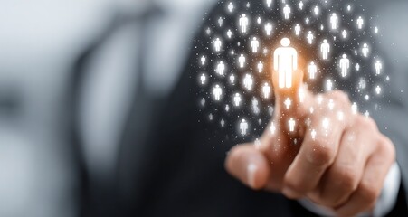 A man is pointing at a group of people in a crowd