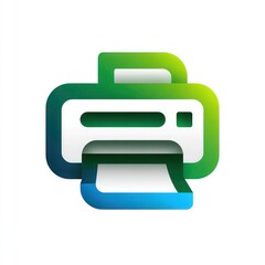 A green and white printer with a blue border