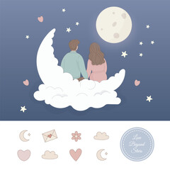 Couple Sitting on the Moon