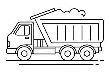 Construction Dump Truck Heavy Equipment Line Drawing
