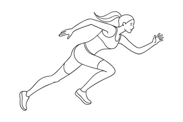 Woman Runner Ready to Sprint Track and Field Sketch