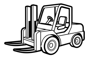 Warehouse Forklift Industrial Vehicle Outline Drawing