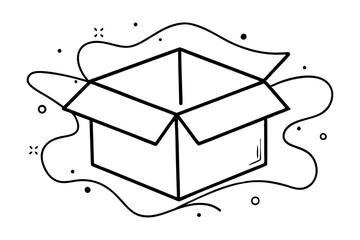 Open Cardboard Box for Delivery and Shipping Concept