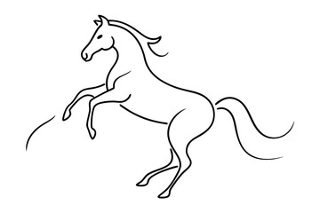 Powerful Stallion Rearing Up Minimalist Illustration
