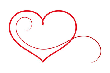 Universal Symbol of Love Red Heart Line Drawing