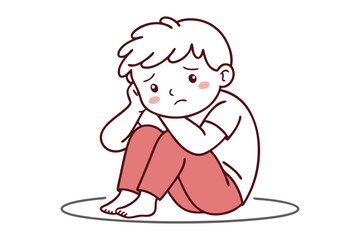Sad Toddler Boy Sitting on Floor Feeling Frustrated