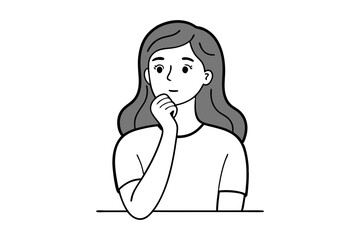 Skeptical Woman Thinking with Hand on Her Chin