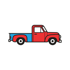 Classic red pickup truck Vector