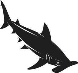 Black and white shark silhouette with sharp teeth 1