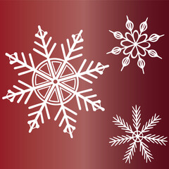 White Snowflake Illustrations on Red Gradient
