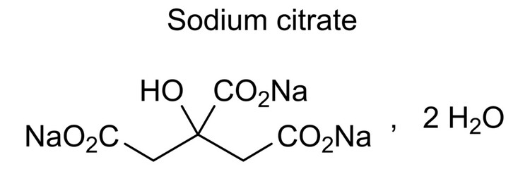 Sodium citrate, chemical structure of sodium citrate, drug substance