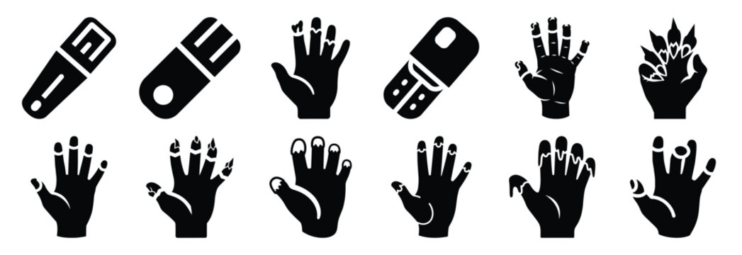 set of frostbite silhouette icon vector illustration isolated on white background