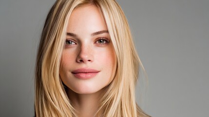 Naklejka premium A beautiful woman with long, blonde hair and a radiant smile
