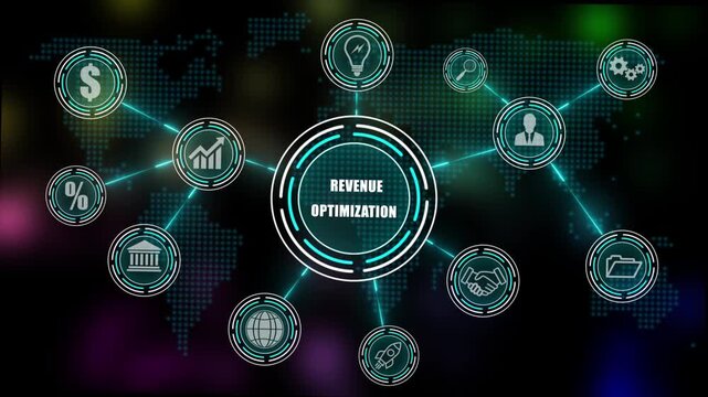 Global Financial Technology Network with revenue optimization Currency Symbol and Digital Icons Indian Rupee finance. 4K VIDEO 