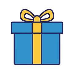 Blue gift box with yellow ribbon Vector