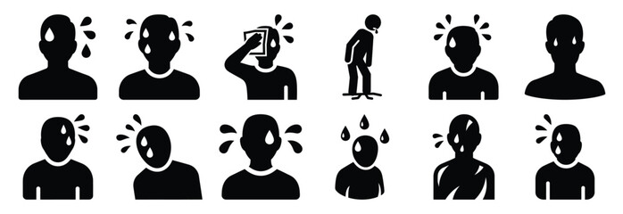 set of sweating silhouette icon vector illustration isolated on white background