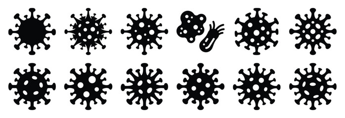 set of viral infection silhouette icon vector illustration isolated on white background