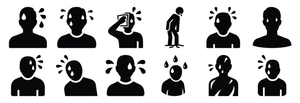 set of sweating silhouette icon vector illustration isolated on white background