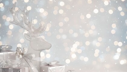 New Year banner with New Year decor on a blurred background, bokeh effect.