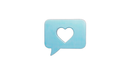 Blue Heart Speech Bubble Icon on White Background