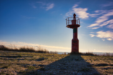 Red Navigation Beacon on Frosted Coastline in Pelguranna, Tallinn