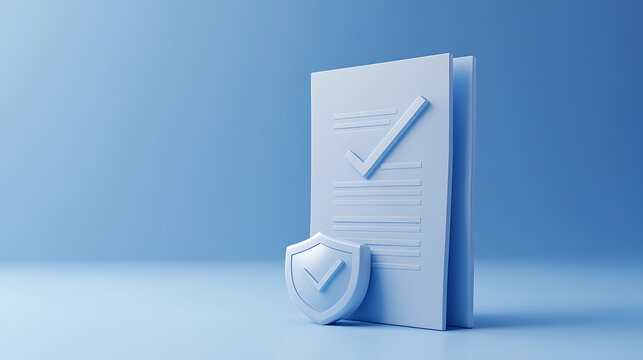 Protection of official documents is necessary, security ensures compliance. The official document is secured with a shield and a check mark is placed on top of the file.