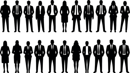 Business People Silhouettes Standing in Formal Attire