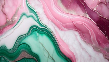a close up of a pink and green marble background
